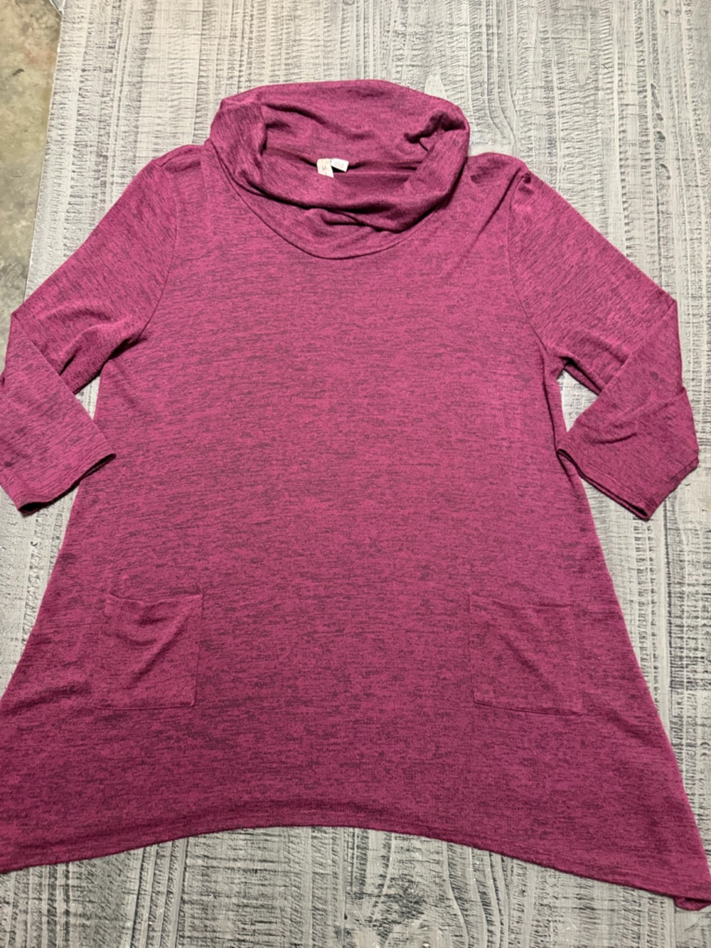 Misia Magenta Heather Long Sleeve Sweater Top with Pockets